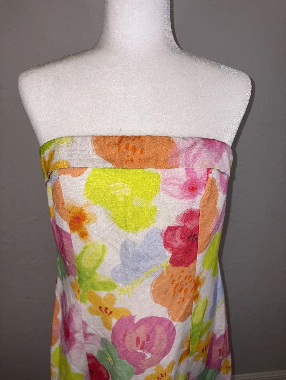 Peppermayo Skyscrapers Linen Mini Dress In Blurred Blossom, NWT, Size 6